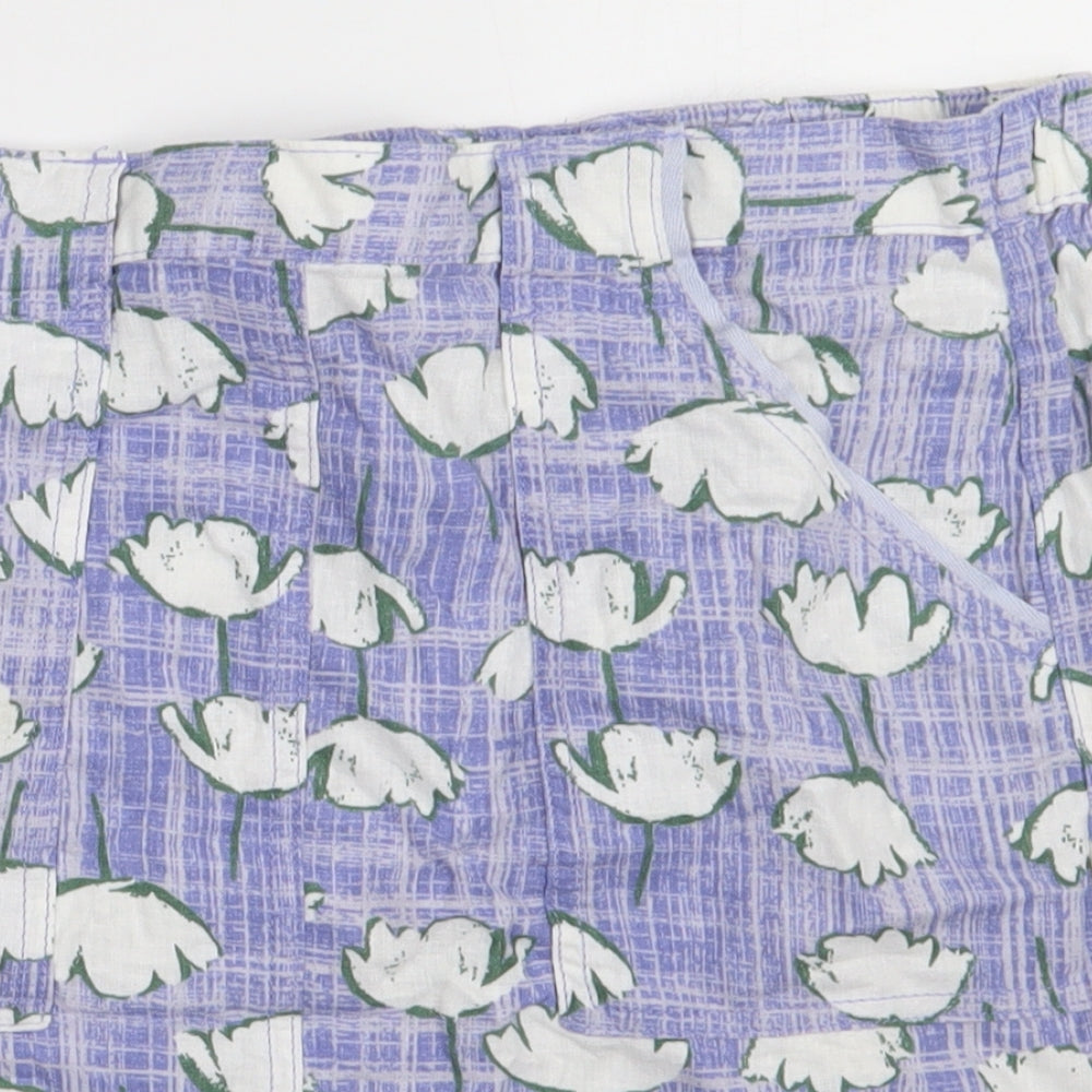 NEXT Womens Purple Floral Linen A-Line Skirt Size 12
