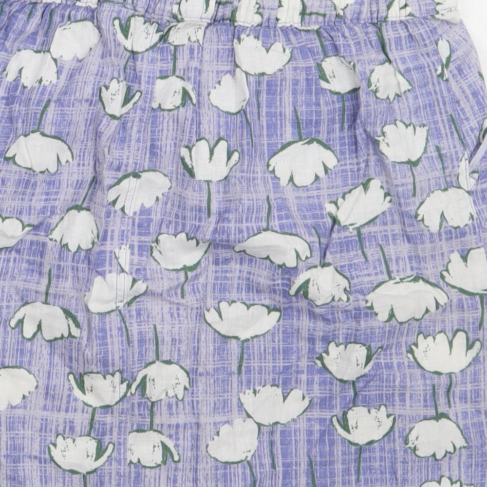 NEXT Womens Purple Floral Linen A-Line Skirt Size 12