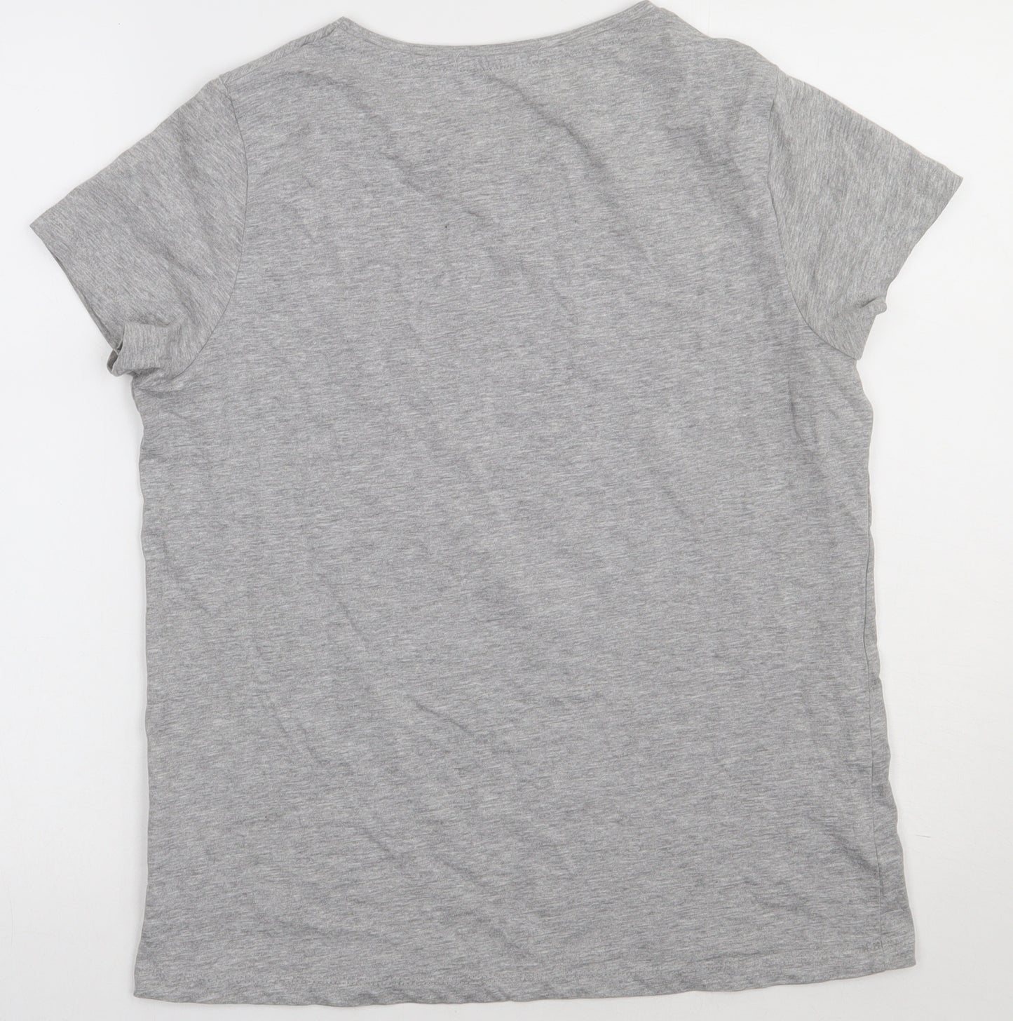 Avenue Womens Grey  Cotton Basic T-Shirt Size 14 Crew Neck - Christmas Flamingo