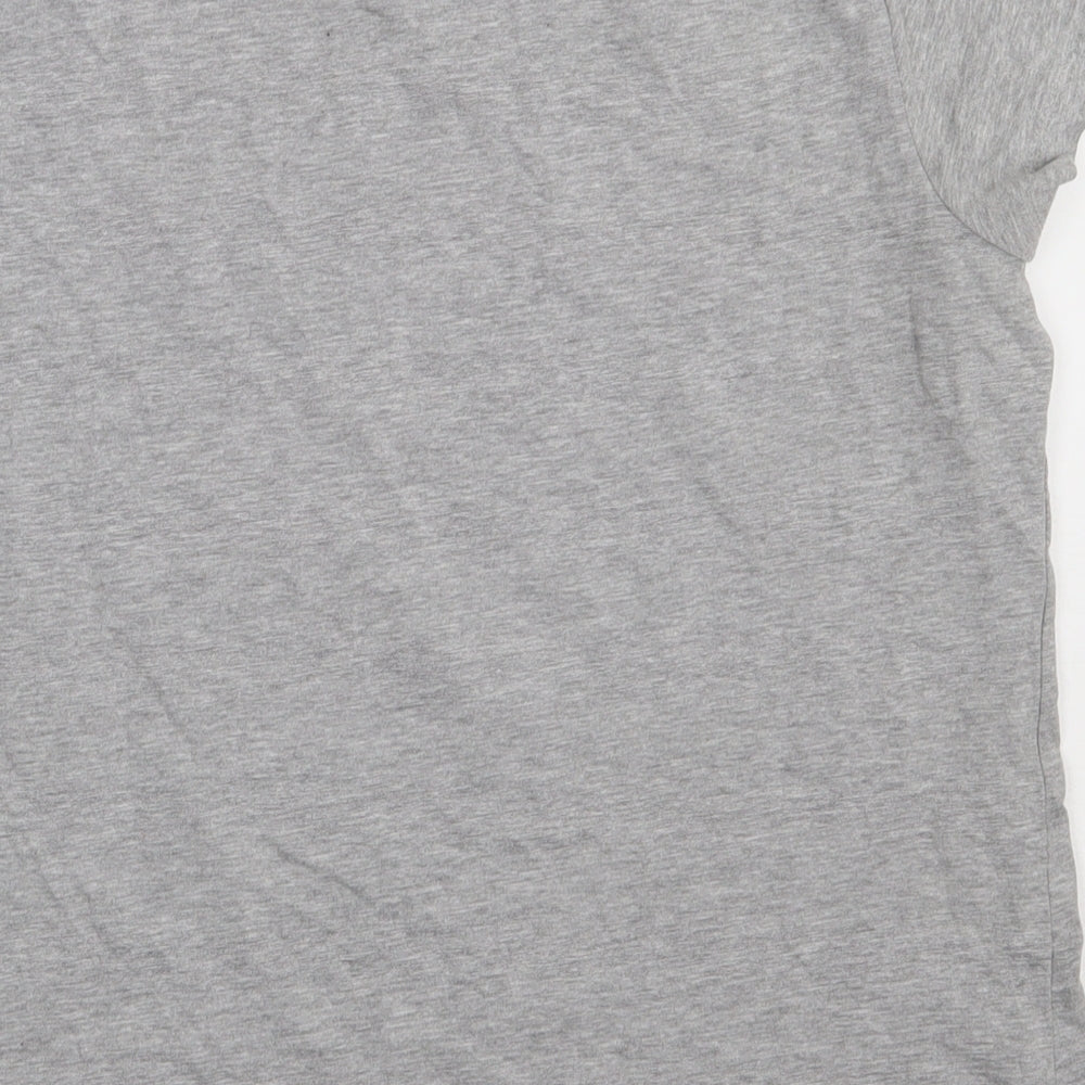 Avenue Womens Grey  Cotton Basic T-Shirt Size 14 Crew Neck - Christmas Flamingo