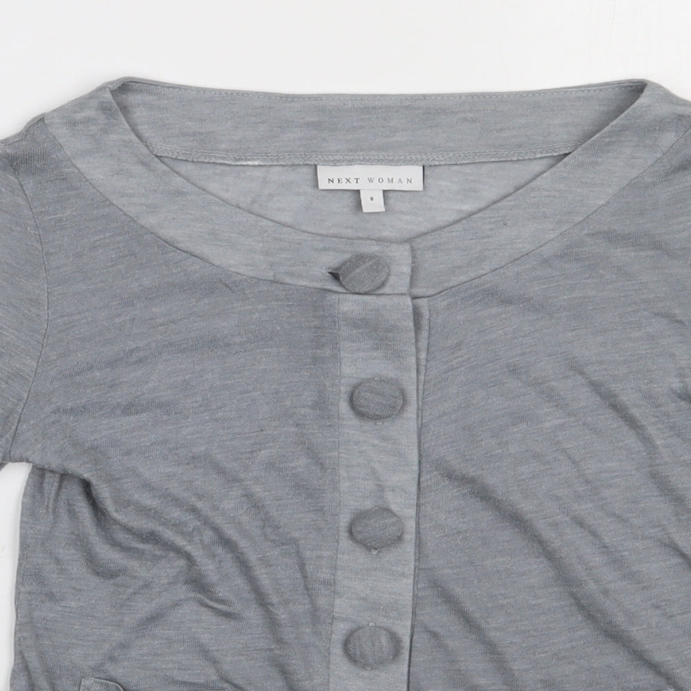 NEXT Womens Grey V-Neck  Polyester Cardigan Jumper Size 8