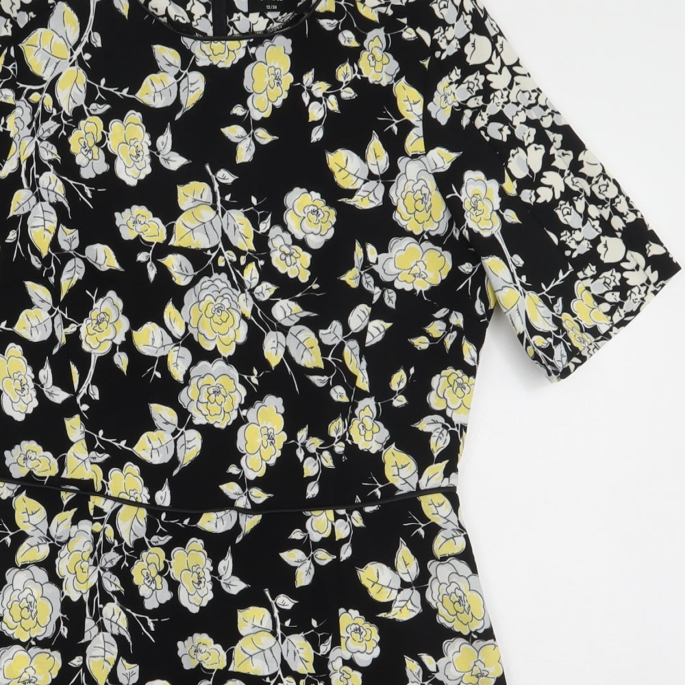 Oasis Womens Multicoloured Floral Polyester A-Line  Size 12  Crew Neck Zip