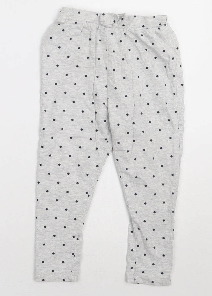 George Girls Grey Polka Dot Cotton  Pyjama Pants Size 4-5 Years  Tie