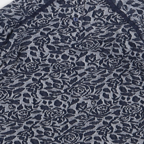 Matalan Girls Blue Floral Cotton Basic Casual Size 4-5 Years Crew Neck Button