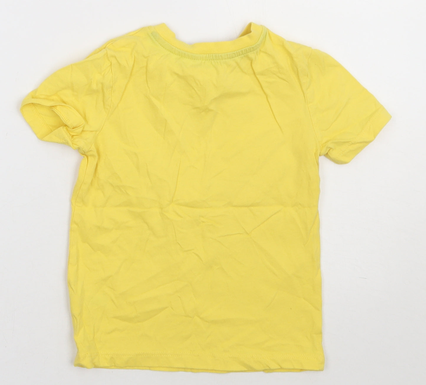 George Girls Yellow  Cotton Basic T-Shirt Size 4-5 Years Crew Neck Pullover - crab