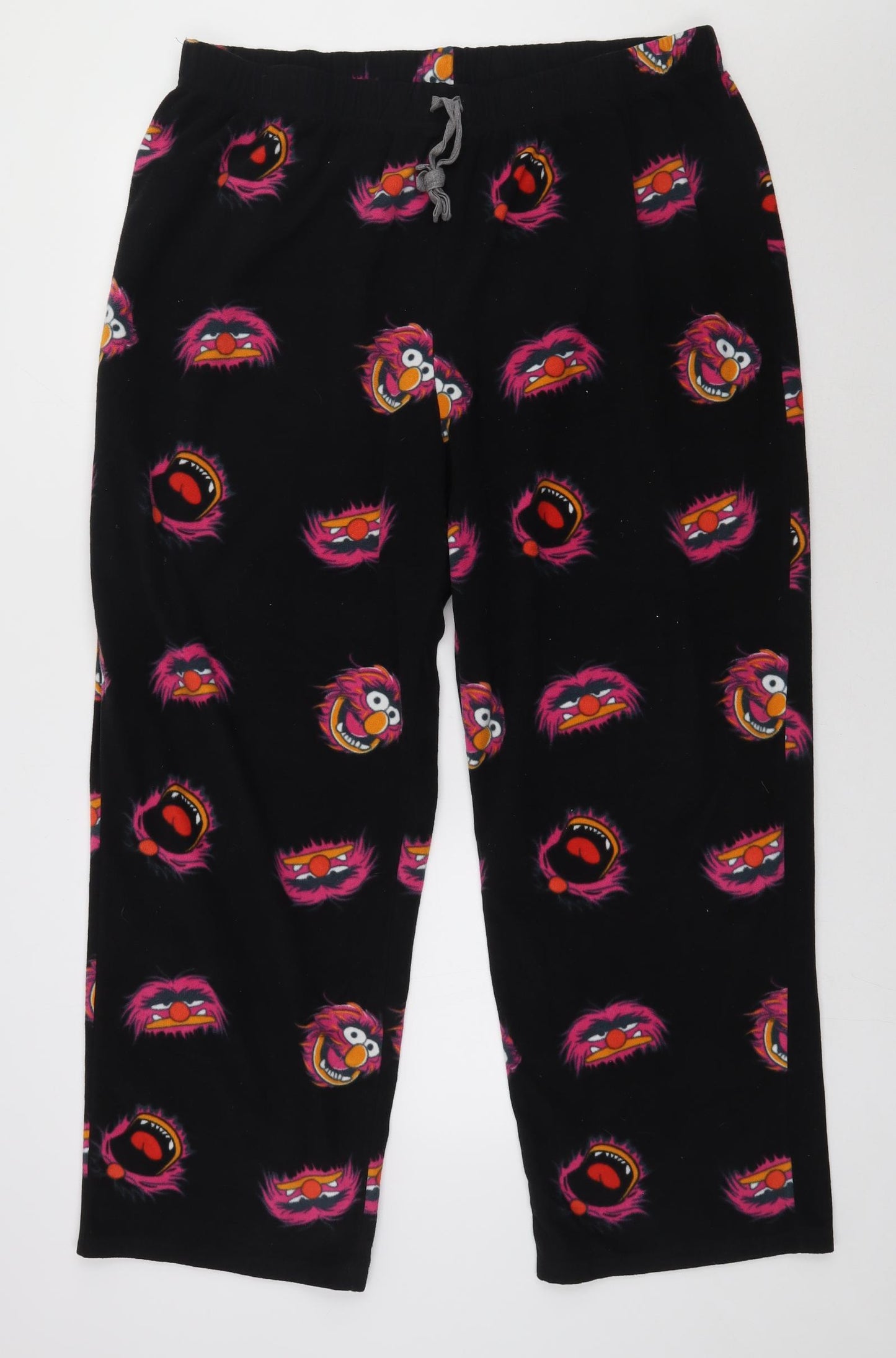 George Mens Black Geometric Polyester  Pyjama Pants Size 2XL  Tie - cookie monster