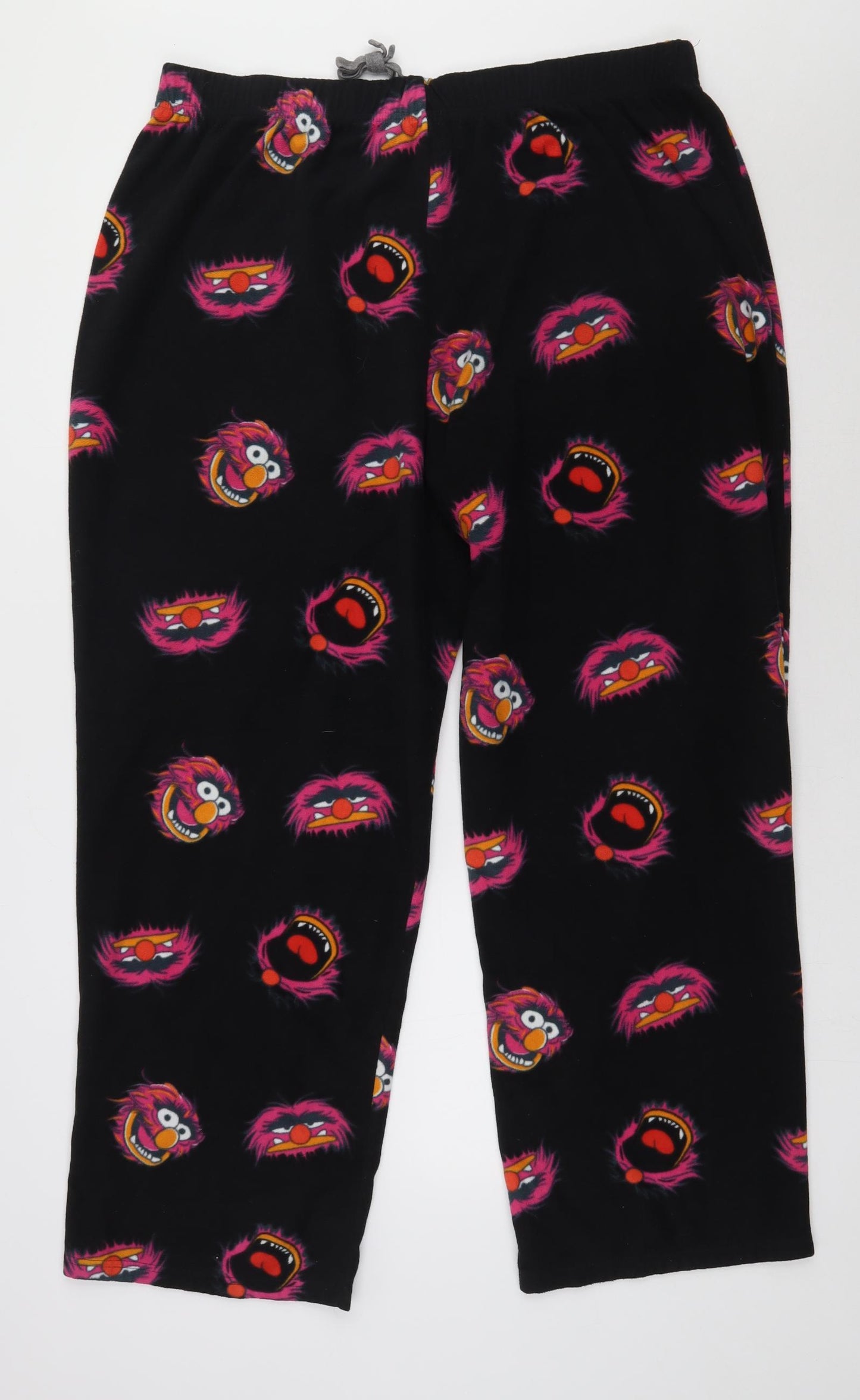 George Mens Black Geometric Polyester  Pyjama Pants Size 2XL  Tie - cookie monster