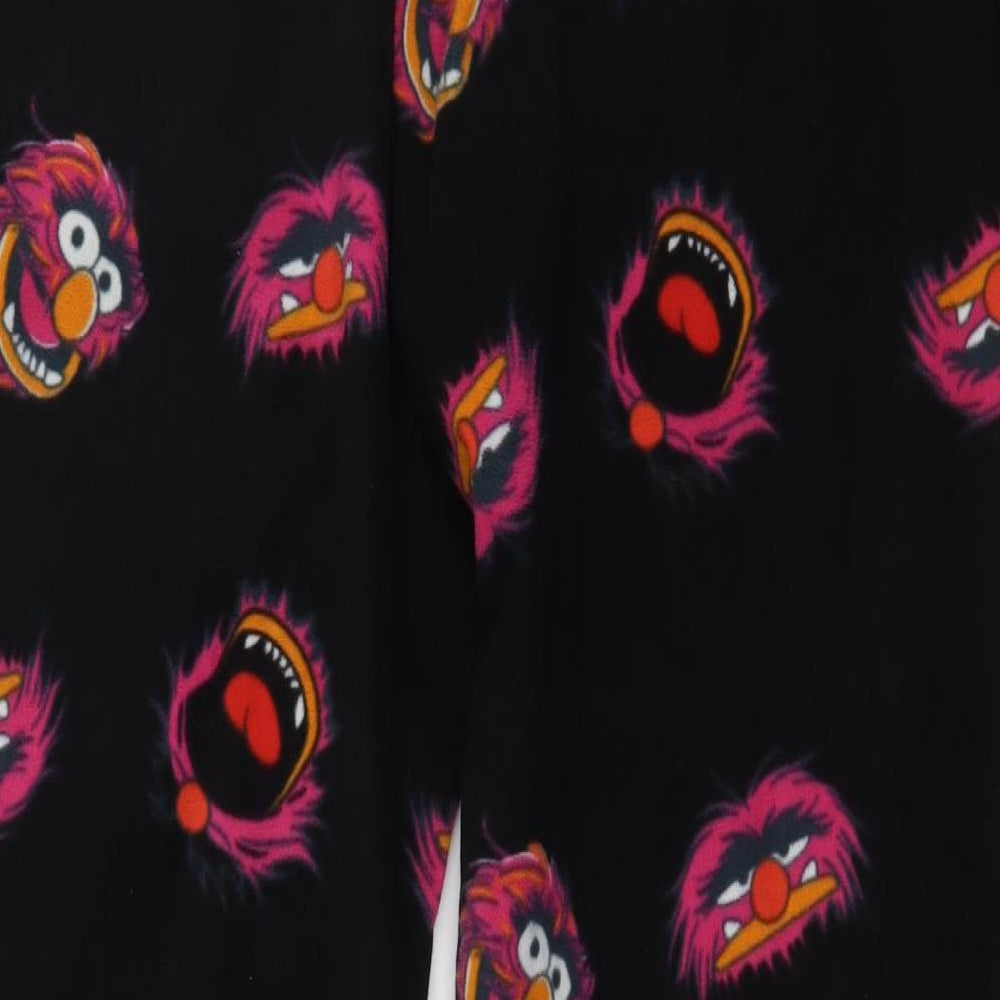 George Mens Black Geometric Polyester  Pyjama Pants Size 2XL  Tie - cookie monster