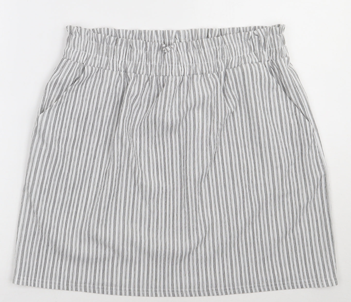 Matalan Womens Grey Striped Linen A-Line Skirt Size 14