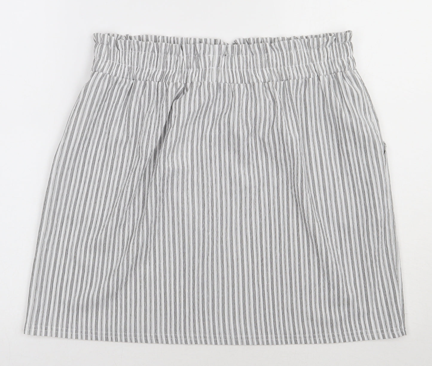 Matalan Womens Grey Striped Linen A-Line Skirt Size 14