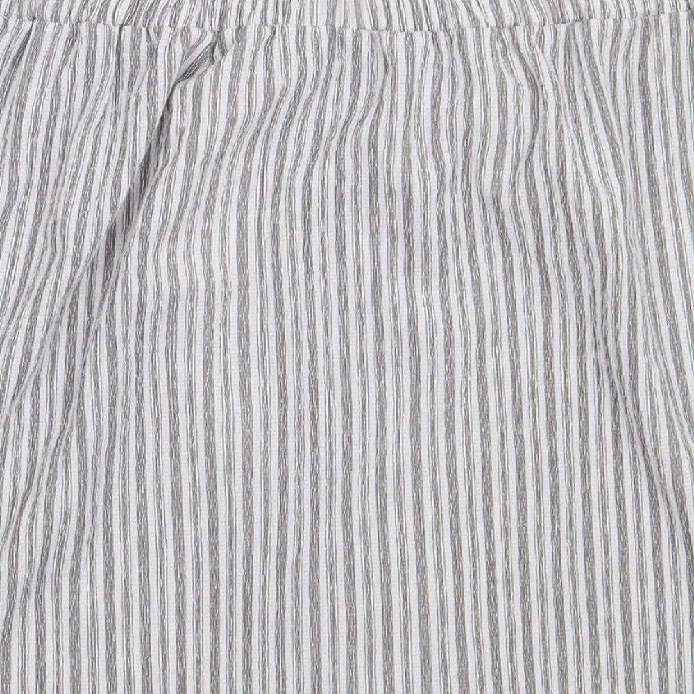 Matalan Womens Grey Striped Linen A-Line Skirt Size 14