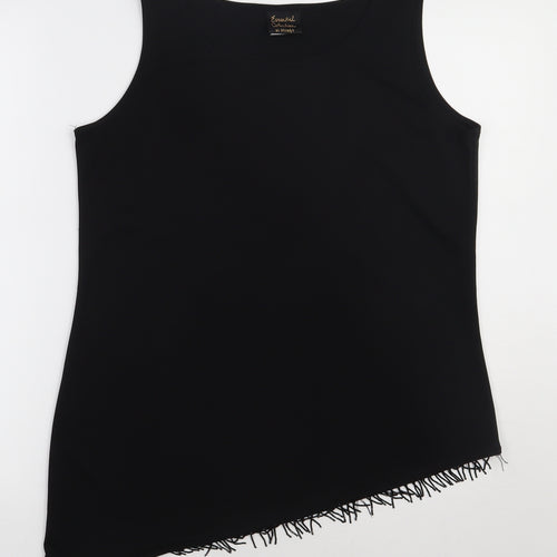 Essential Collection Womens Black  Polyester Basic Tank Size 10 Crew Neck