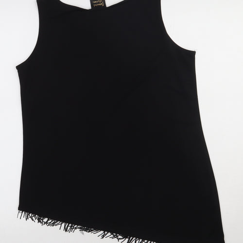 Essential Collection Womens Black  Polyester Basic Tank Size 10 Crew Neck