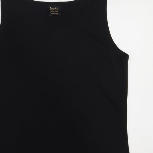 Essential Collection Womens Black  Polyester Basic Tank Size 10 Crew Neck