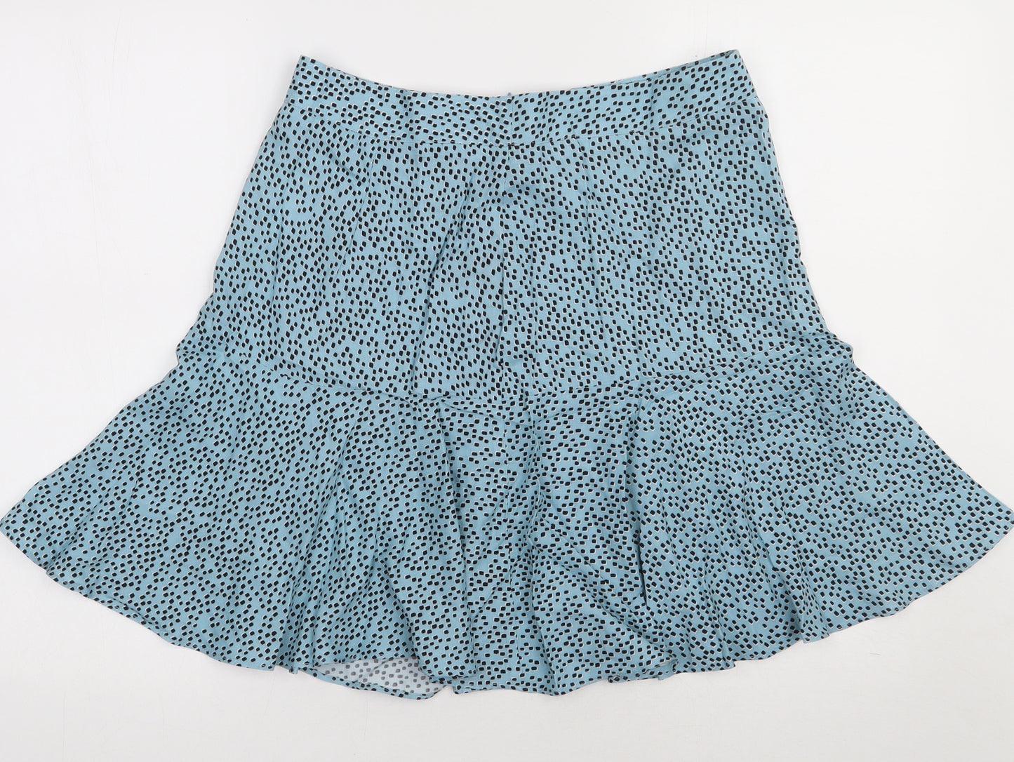 Matalan Womens Blue Geometric Polyester A-Line Skirt Size 12   Zip