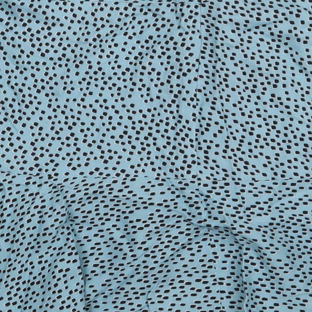 Matalan Womens Blue Geometric Polyester A-Line Skirt Size 12   Zip