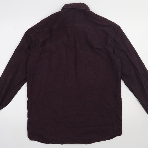 Topman Mens Purple  Cotton  Button-Up Size L Collared Button