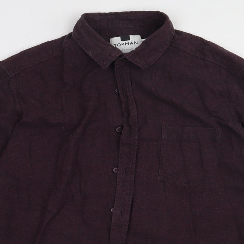 Topman Mens Purple  Cotton  Button-Up Size L Collared Button