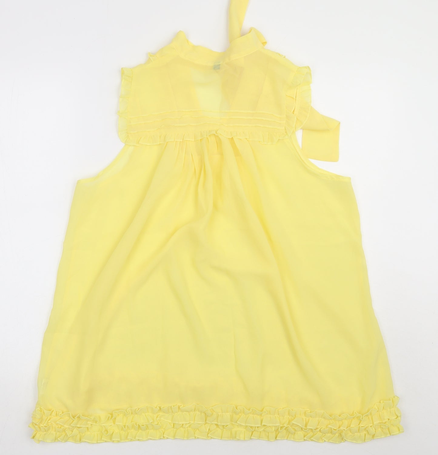 Preworn Womens Yellow  Polyester Basic Tank Size 14 Crew Neck