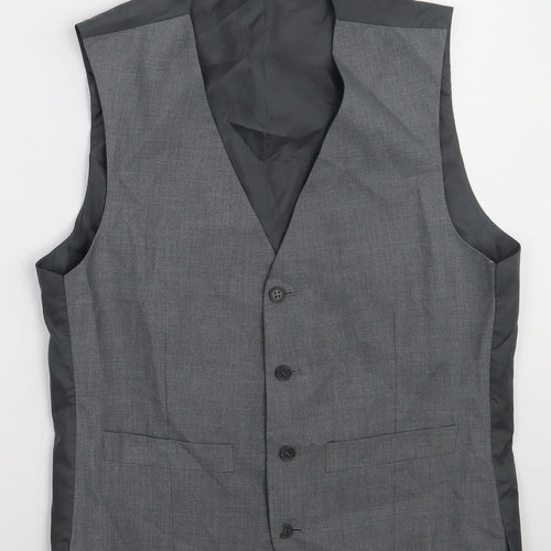 Burton Mens Grey Striped Polyester Tuxedo Suit Waistcoat Size 38