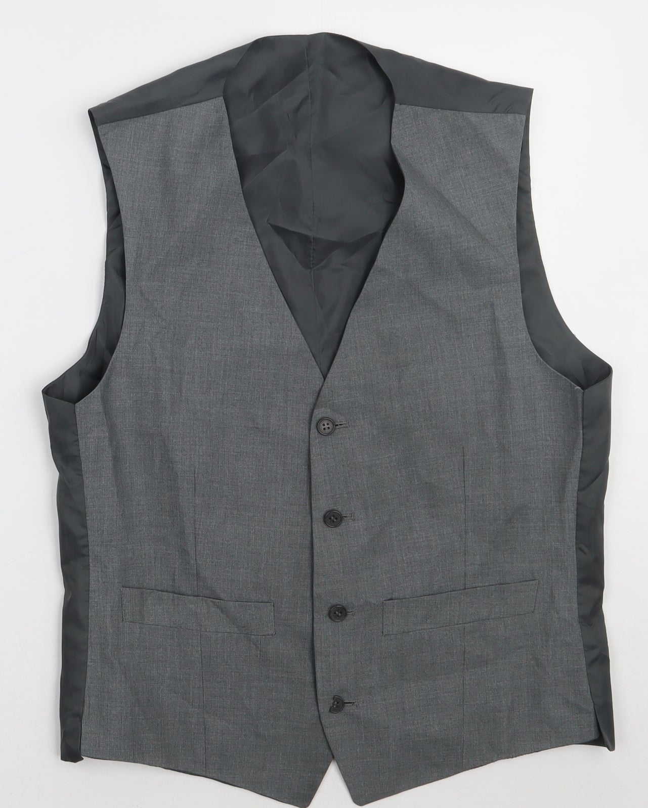 Burton Mens Grey Striped Polyester Tuxedo Suit Waistcoat Size 38