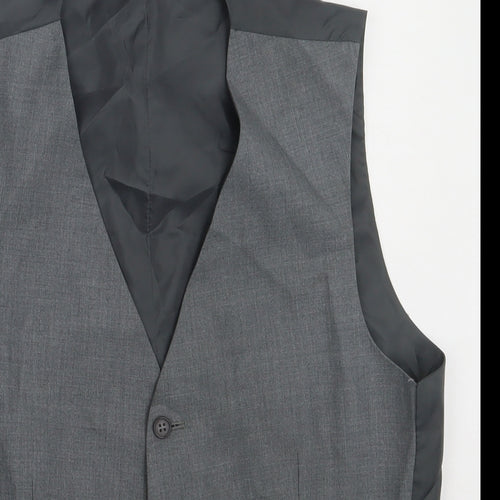 Burton Mens Grey Striped Polyester Tuxedo Suit Waistcoat Size 38