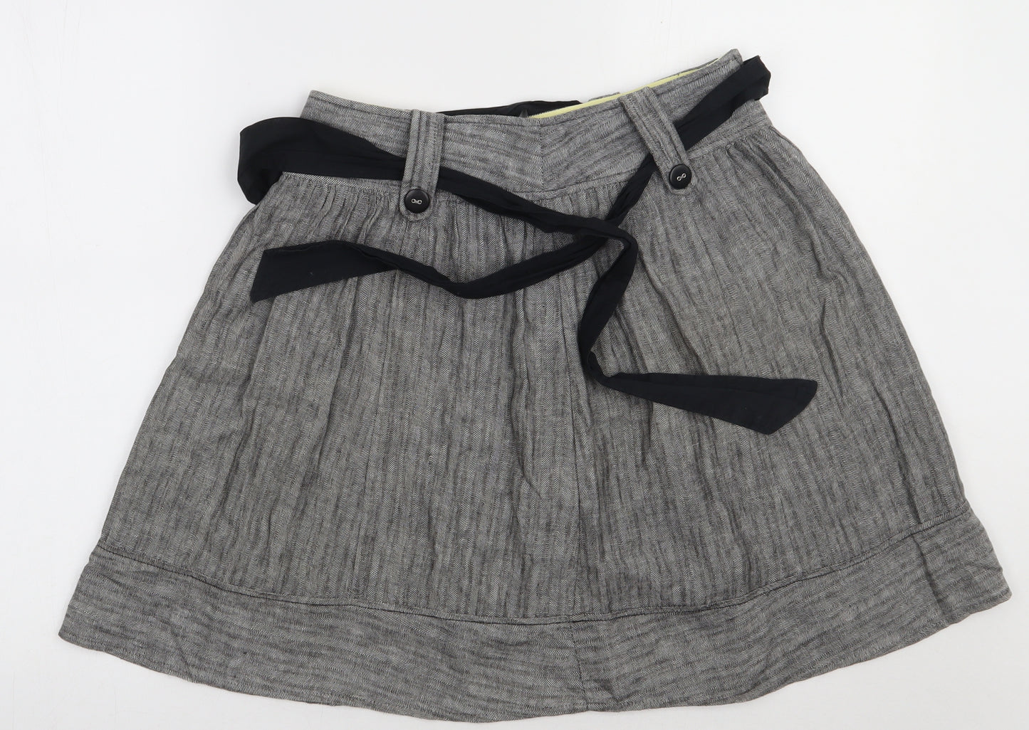 River Island Womens Grey  Linen A-Line Skirt Size 6