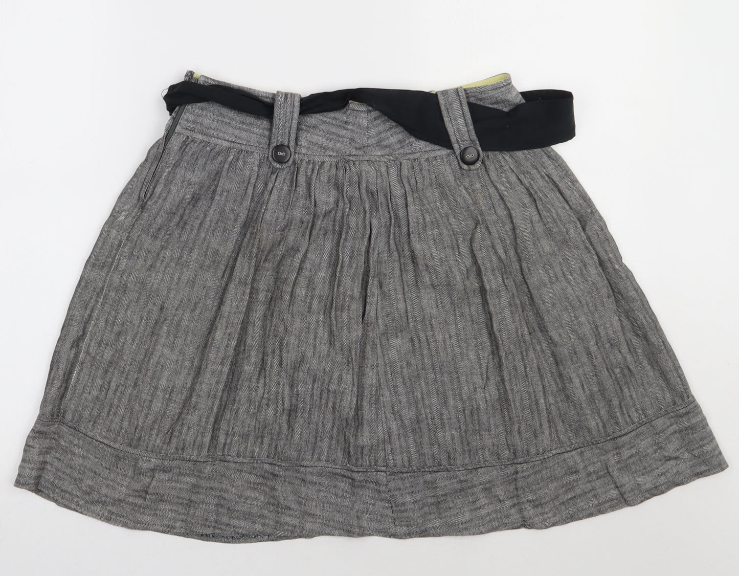 River Island Womens Grey  Linen A-Line Skirt Size 6