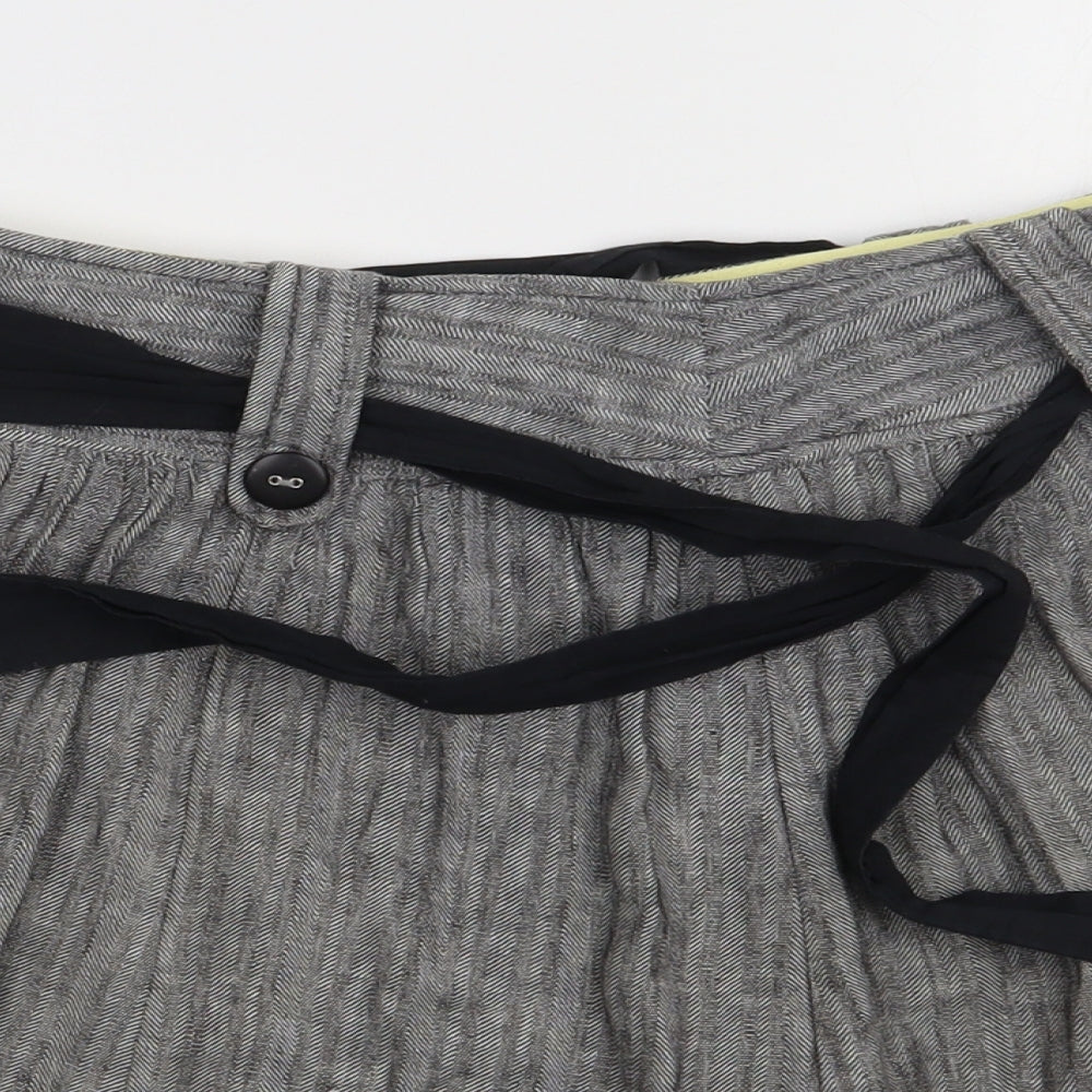 River Island Womens Grey  Linen A-Line Skirt Size 6