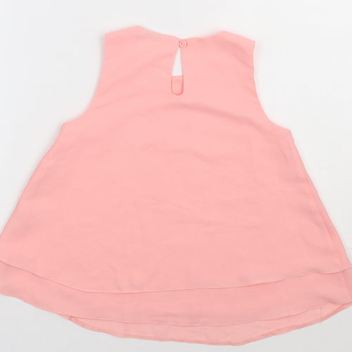 NEXT Girls Pink  Polyester Basic Tank Size 7 Years Crew Neck Pullover