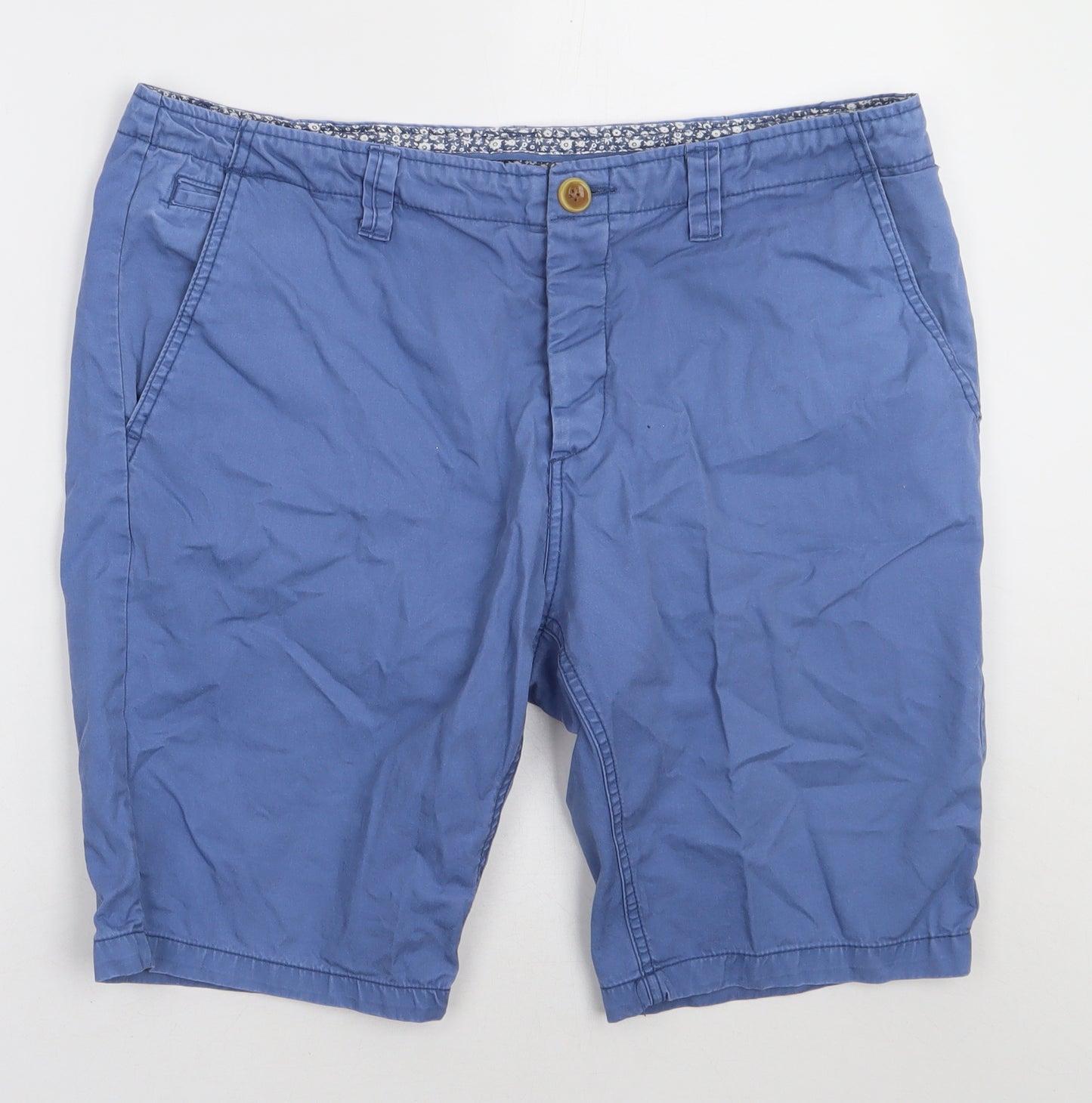 Primark Mens Blue  Cotton Chino Shorts Size 34 L12 in Regular Button