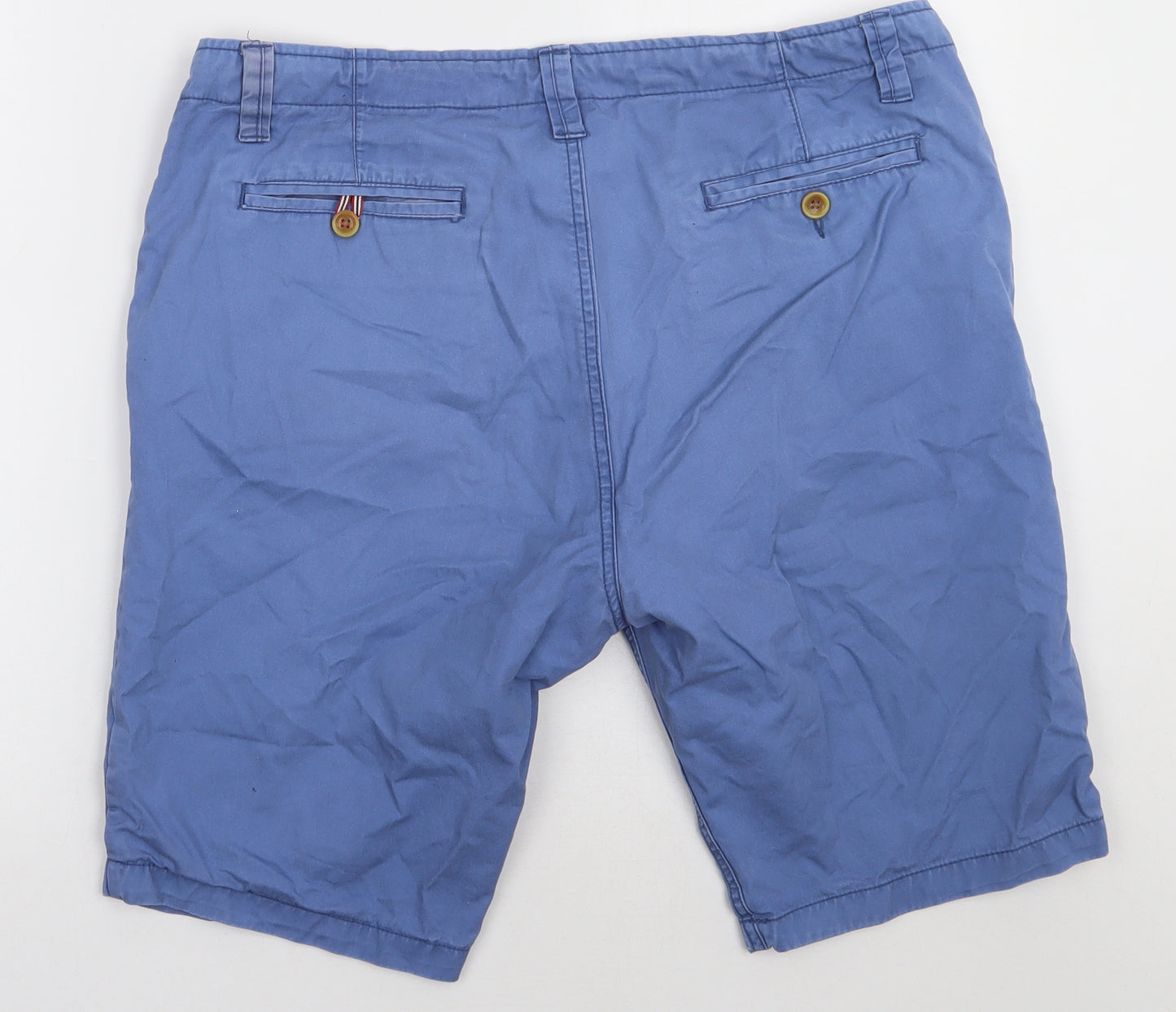 Primark Mens Blue  Cotton Chino Shorts Size 34 L12 in Regular Button