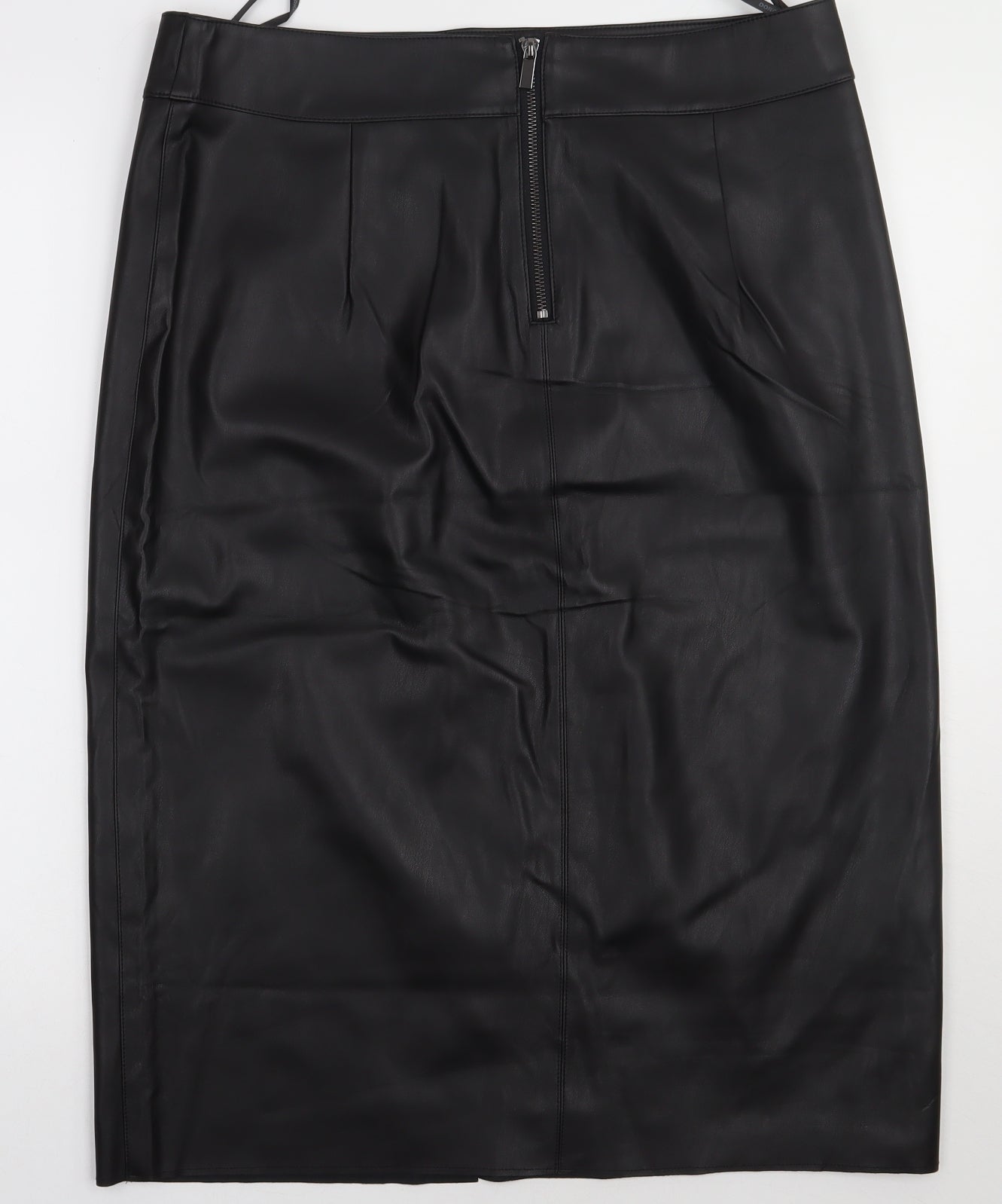 Dorothy Perkins Womens Black  Polyurethane A-Line Skirt Size 16   Zip