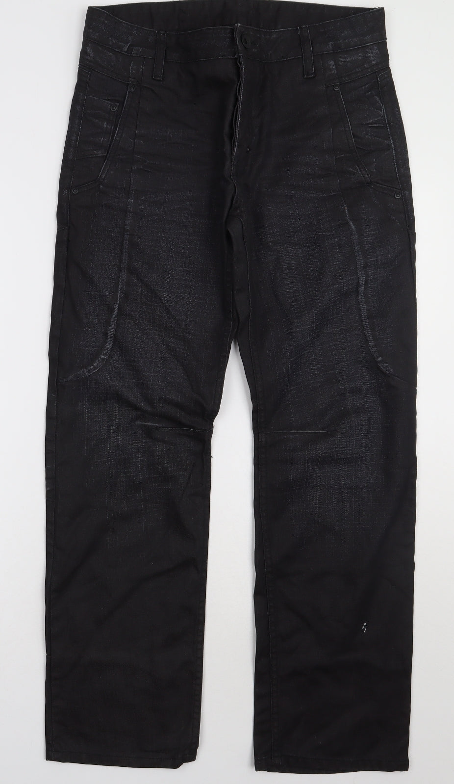 Burton Mens Black  Cotton Straight Jeans Size 30 L30 in Regular Button - short