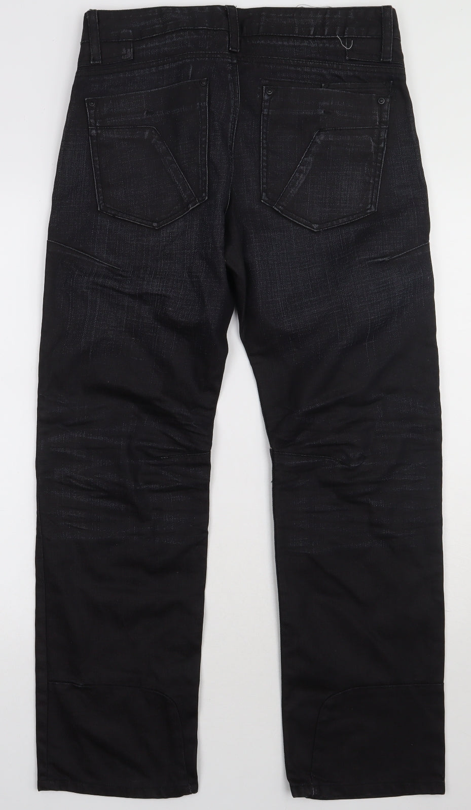 Burton Mens Black  Cotton Straight Jeans Size 30 L30 in Regular Button - short