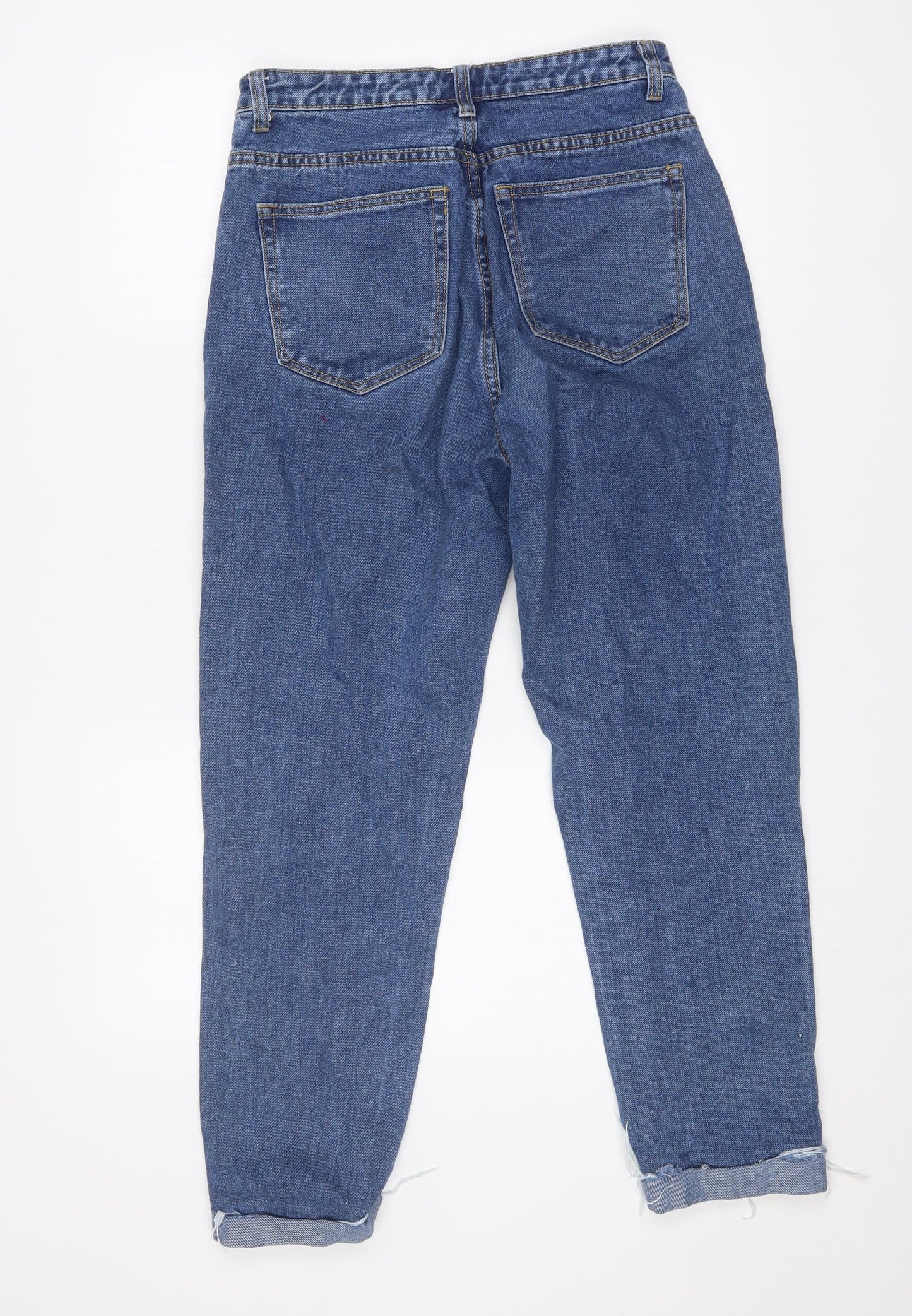 PRETTYLITTLETHING Womens Blue  Cotton Mom Jeans Size 10 L26 in Regular Button