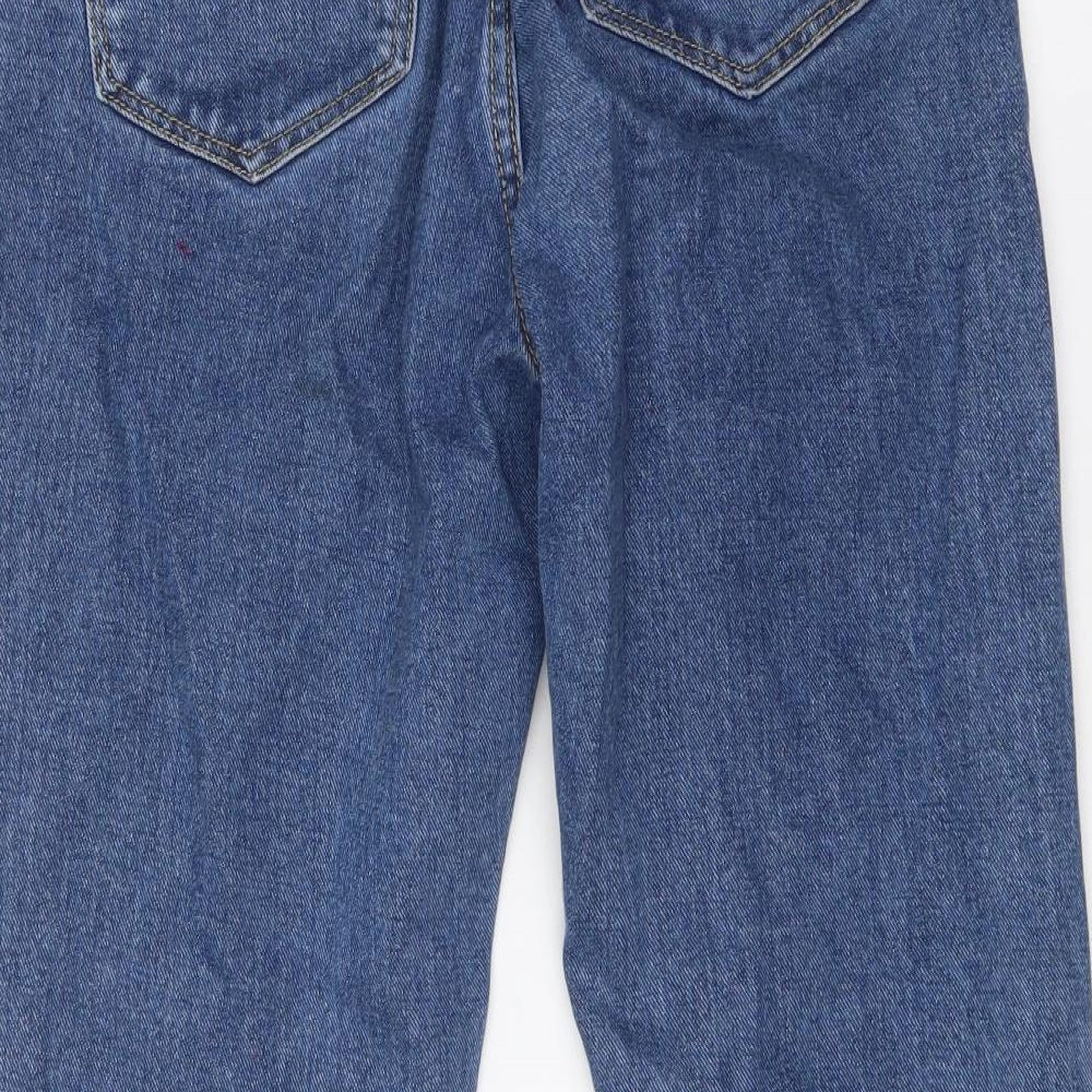 PRETTYLITTLETHING Womens Blue  Cotton Mom Jeans Size 10 L26 in Regular Button