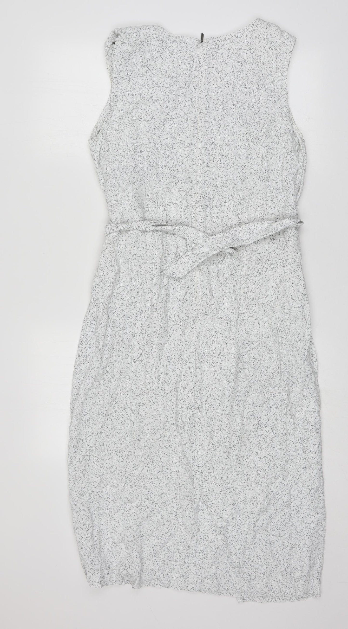Autograph Womens White Polka Dot Viscose A-Line  Size 12  V-Neck Tie