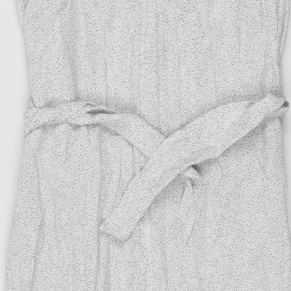 Autograph Womens White Polka Dot Viscose A-Line  Size 12  V-Neck Tie