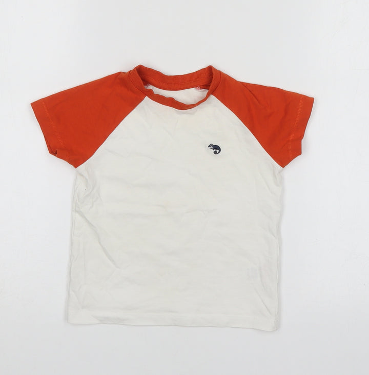 Matalan Boys White Cotton Basic T-Shirt Size 12-18 Months Round Neck Pullover