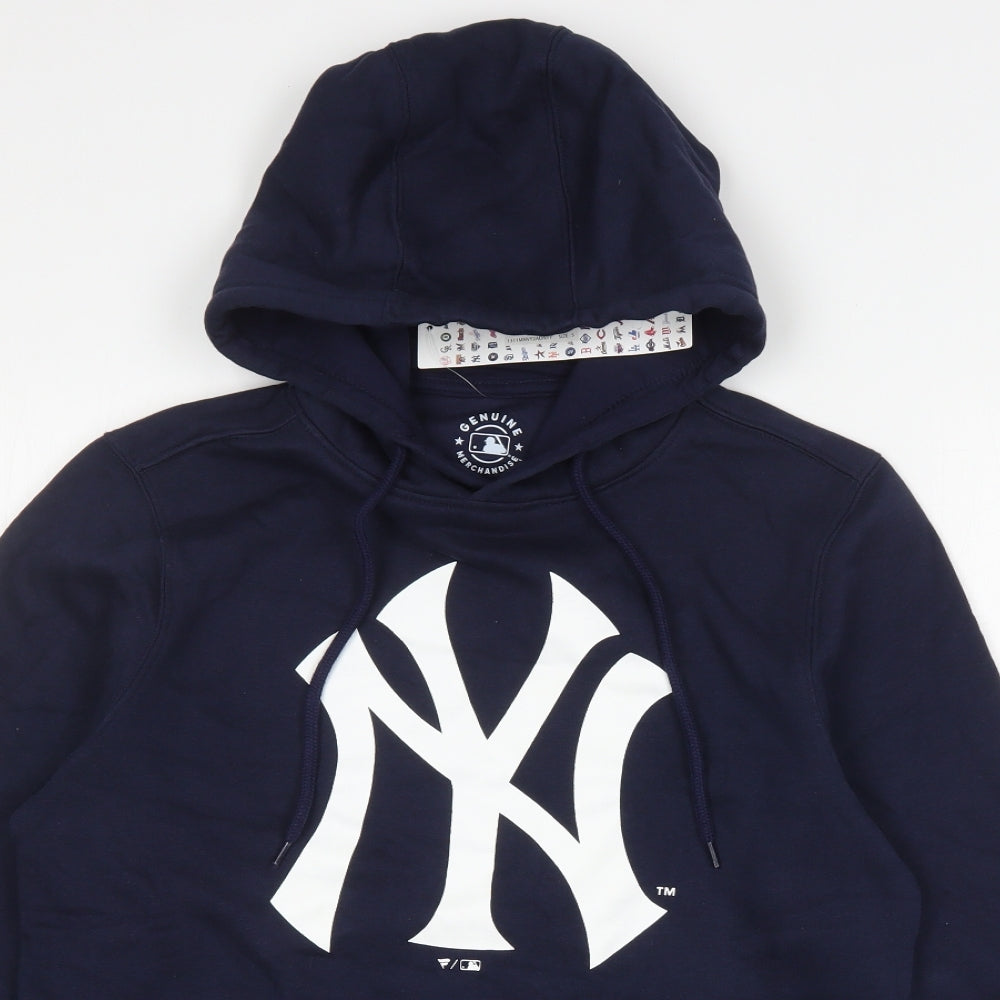 New York Yankees Mens Blue  Cotton Pullover Hoodie Size S