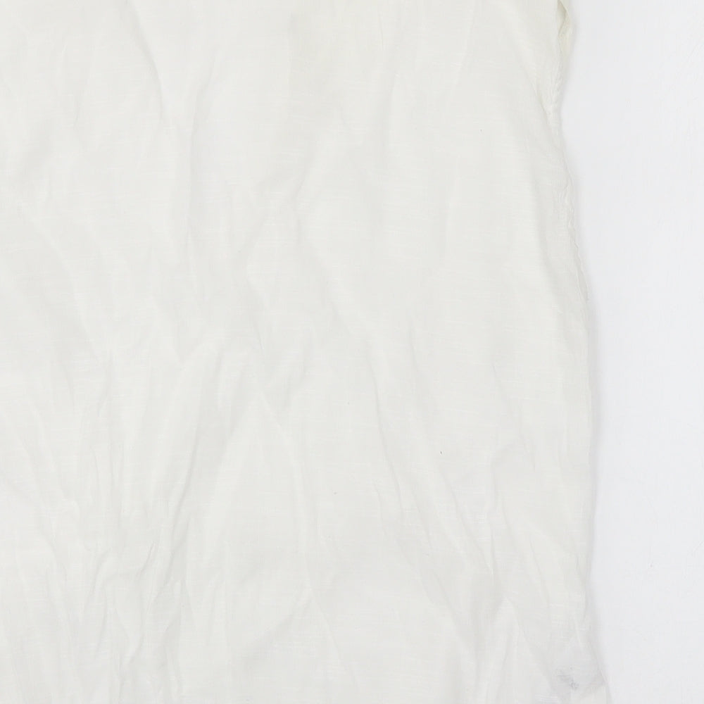 ASOS Womens White  Linen Basic Blouse Size 12 V-Neck - cut out
