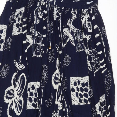AKAL Womens Black Geometric Viscose Flare Skirt Size 34 in   Drawstring