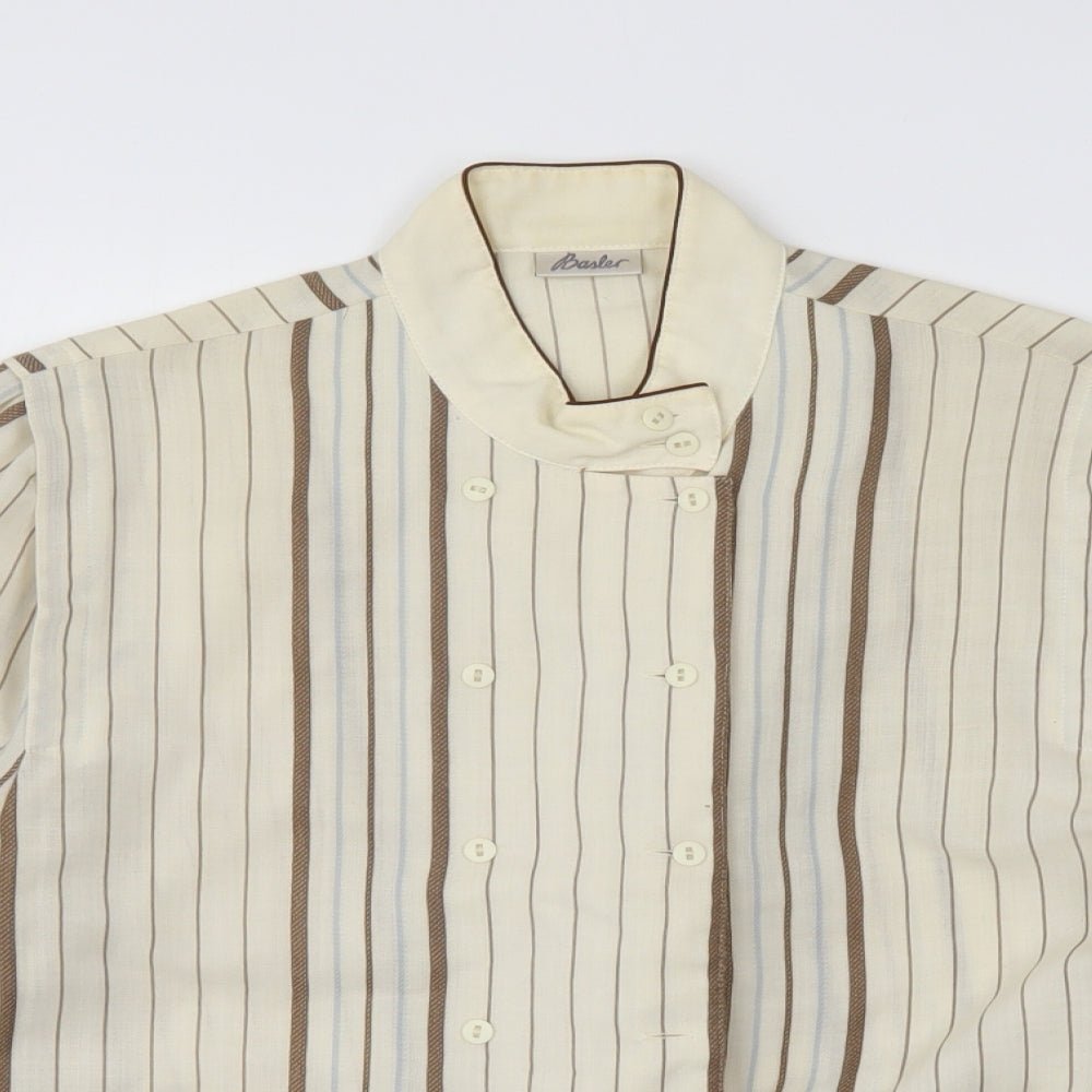 Basler Womens Ivory Striped Polyester Basic Blouse Size 16 Round Neck