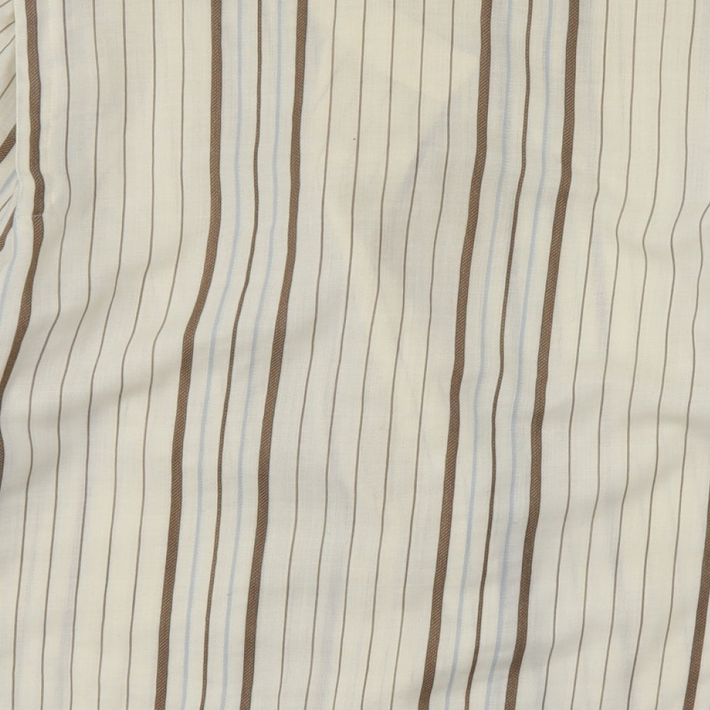 Basler Womens Ivory Striped Polyester Basic Blouse Size 16 Round Neck