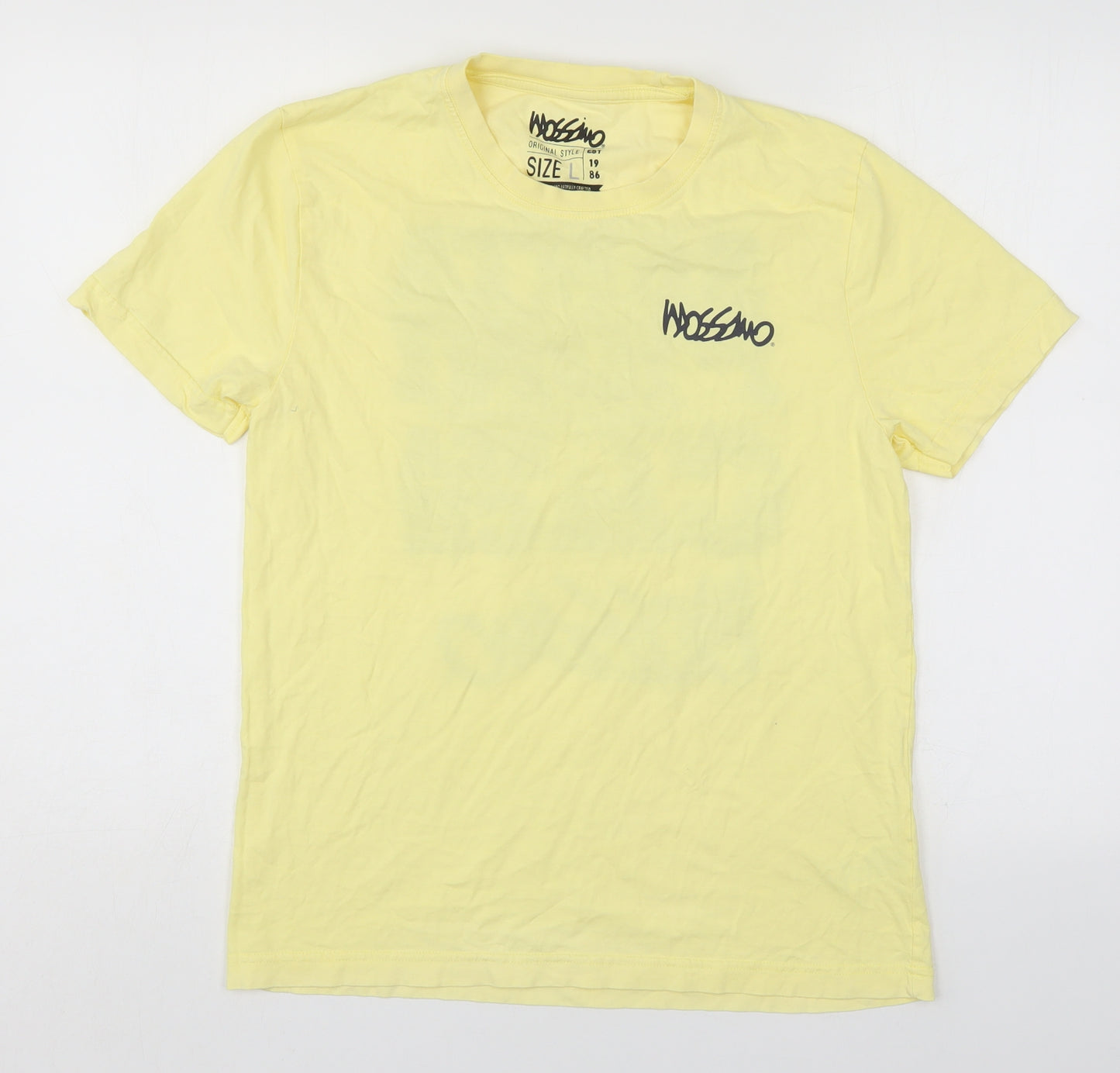 Mossimo Mens Yellow  Cotton  T-Shirt Size L Round Neck