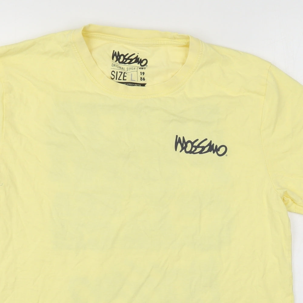 Mossimo Mens Yellow  Cotton  T-Shirt Size L Round Neck
