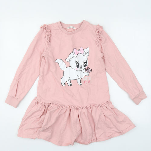 SheIn Girls Pink  Cotton Pullover Sweatshirt Size 10 Years  Pullover - Cute Kitty