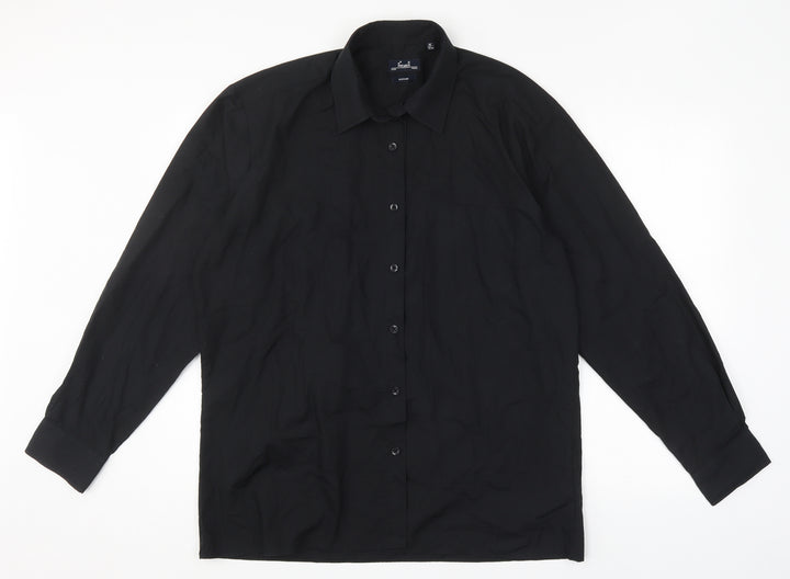 Premier Mens Black Polyester Button-Up Size 16 Collared Button