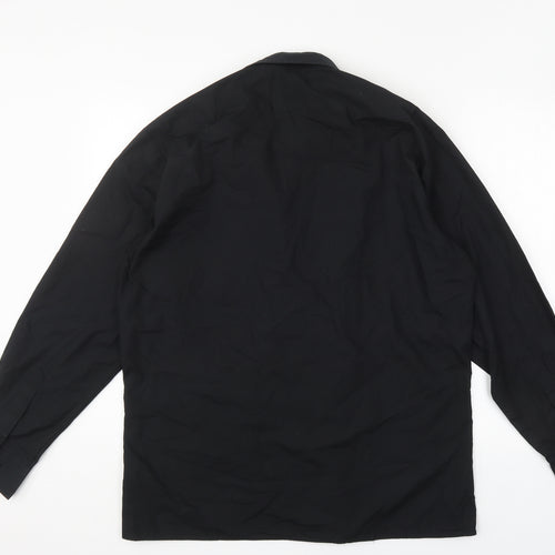 Premier Mens Black  Polyester  Button-Up Size 16 Collared Button